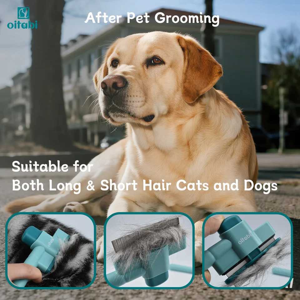 Oitabi 1/2PCS Flea Comb for Dogs and Cats with Release Button Fine Tooth Dog Comb for Pet Hair Removal Cleaning Remove Fleas Eg M251208 - view 6