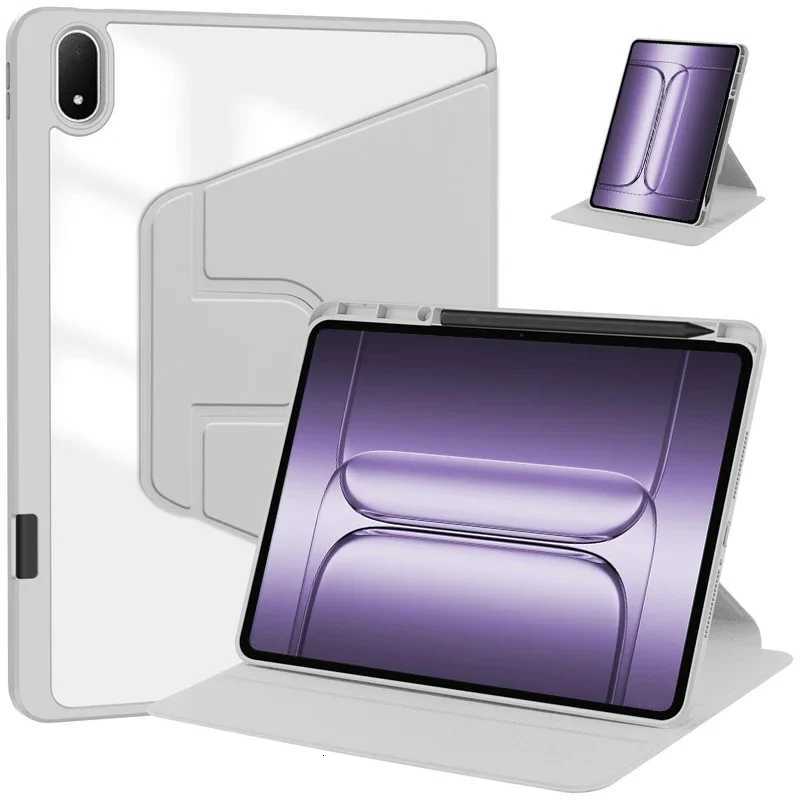 For Oneplus Pad 3 One Plus Pad 3 132 inch 2025 Case with Pencil Holder 360 Rotating PU Leather Acrylic Clear Hard Stand Cover C251208
