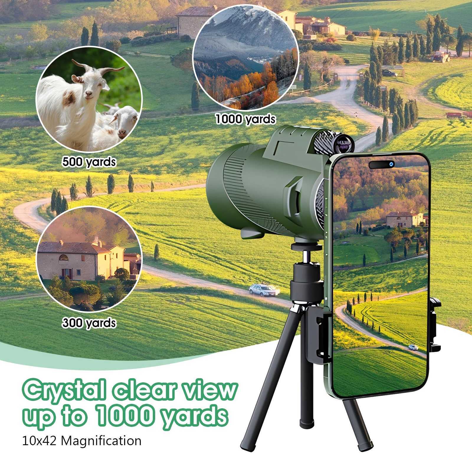 80100 Monocar-Telescope HD Shimmering Night Vision Phone Clip Retractable Tripod for Bird Watching Camping Hiking Concert C251208