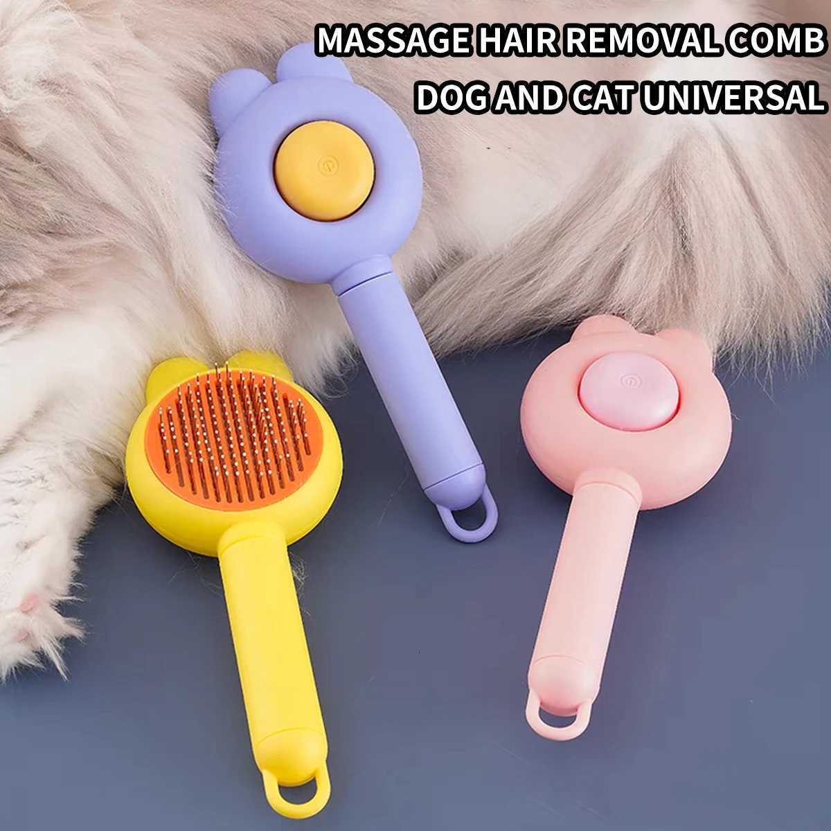 Pet Hair Removal Cleaning Brushing Comb One Click Cat Comb Massage Pet Beauty Cat Dog Floating Hair Massage Pet Comb M251208
