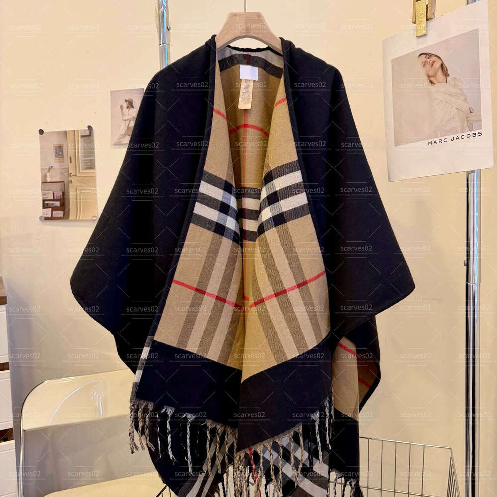 2026 top quality Female Scarves Autumn Winter Women Fashion Batwing Sleeve Coat Plaid Poncho Scarf Shawl