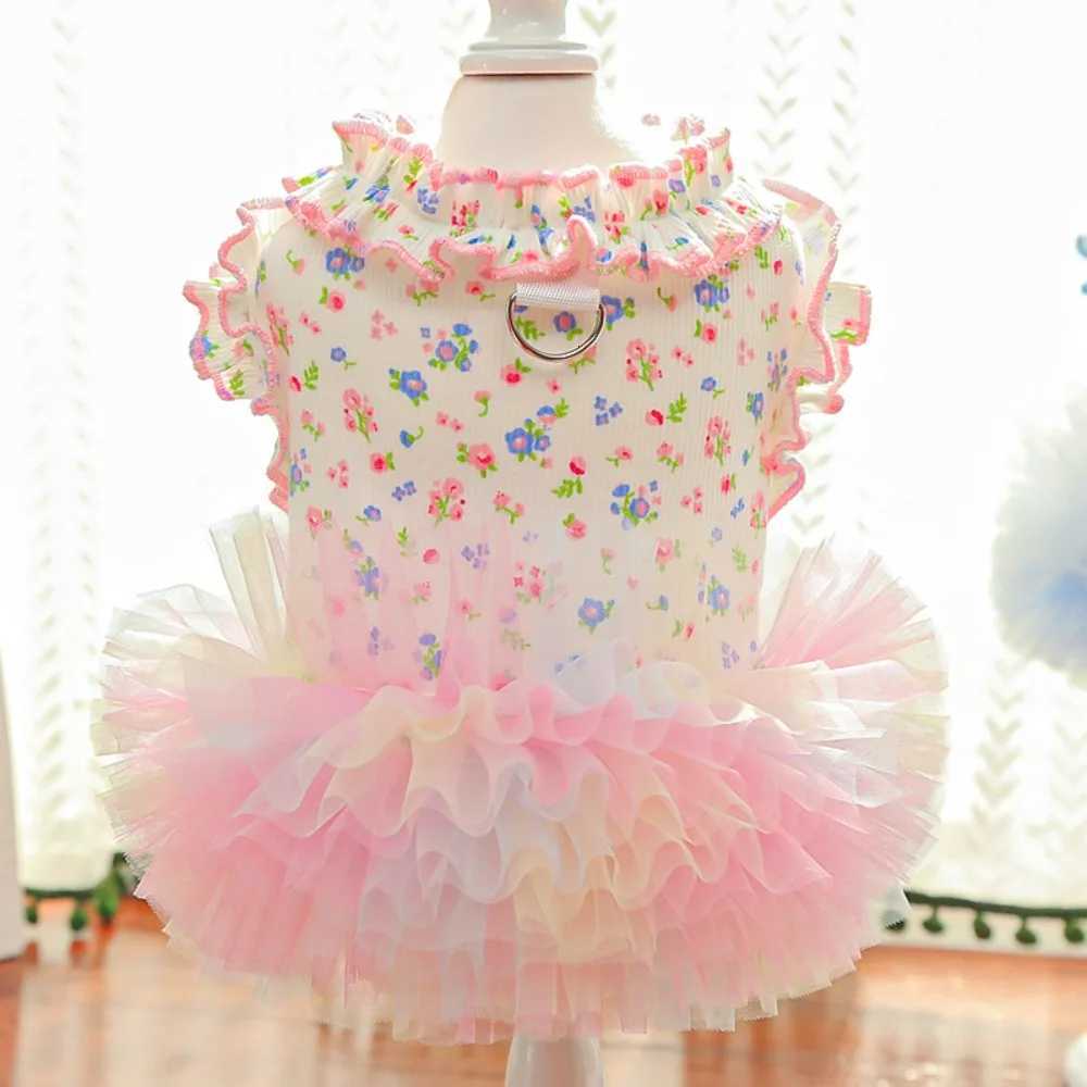 Pet Supplies Cute Puppy Floral Vest Breathable Soft Cat Cake Skirt Thin Design Pet Princess Dress For Dogs and Cats M251208