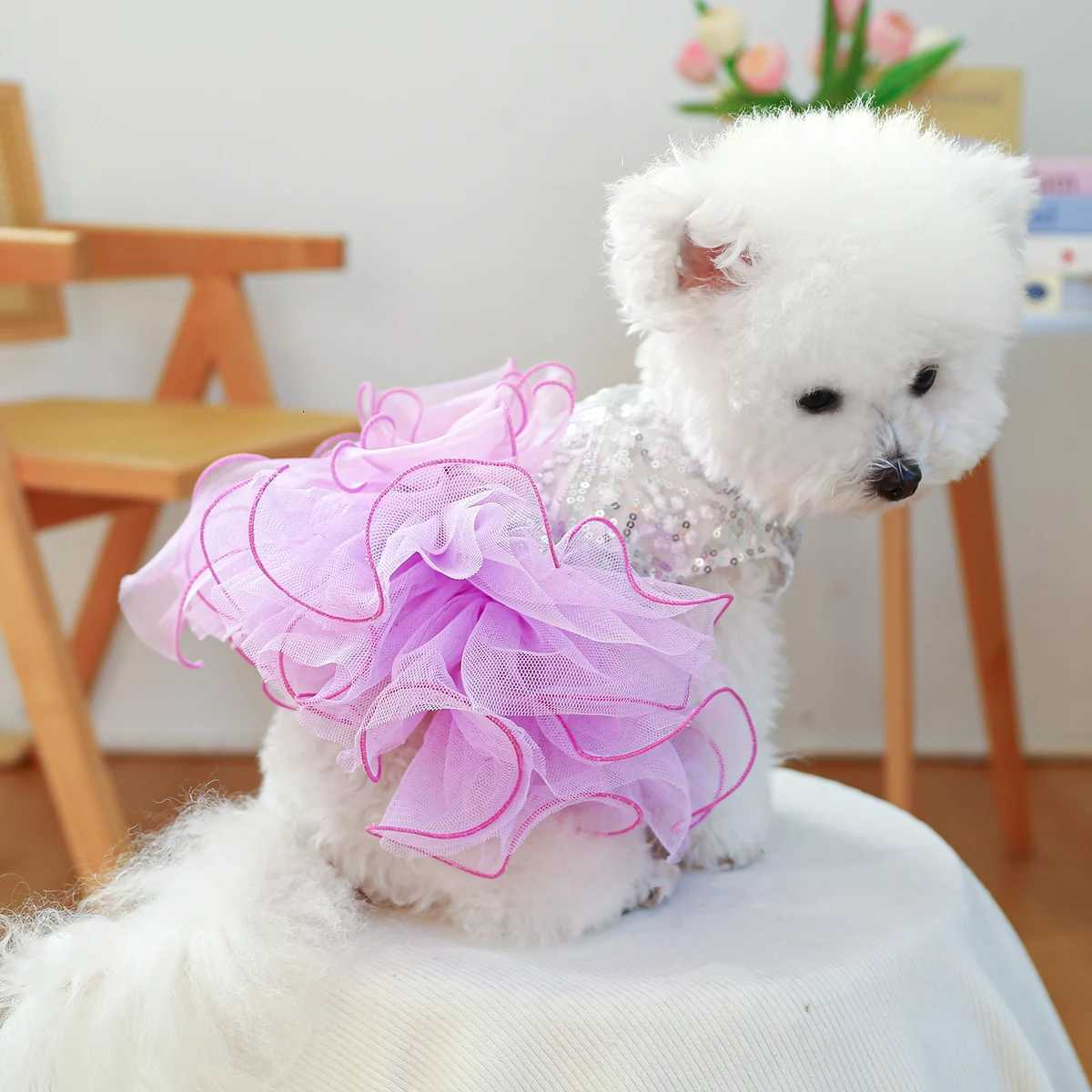 Dream Fairy Wedding Dress Purple Pet Clothes Sequined Princess Tutu Dress Wedding Dress M251208