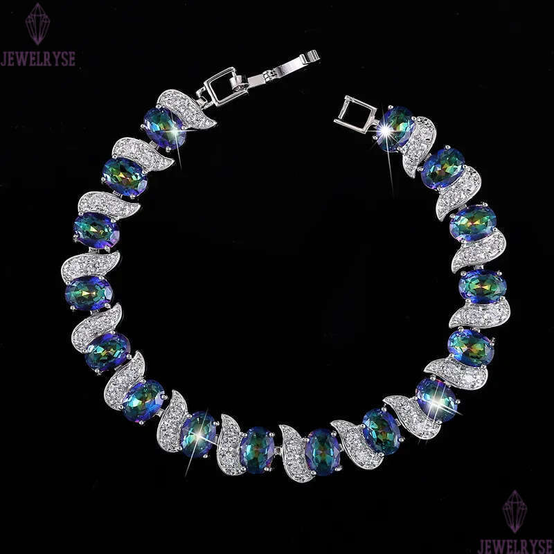 colorful tennis bracelet designer for woman iced out chain bracelets AAA cubic zirconia copper silver plated diamond chains bangles womens lady luxury
