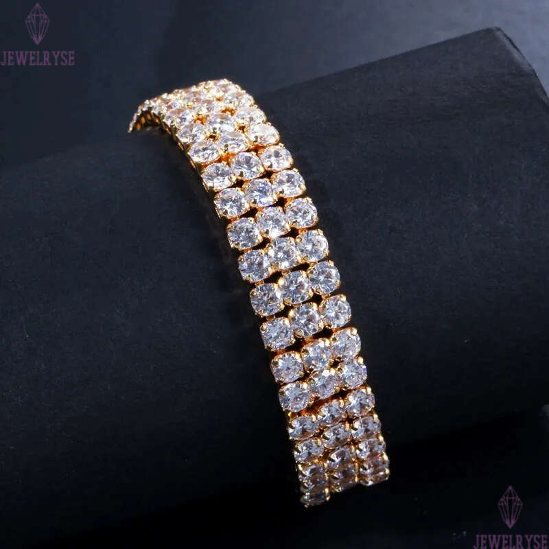 three rows tennis bracelet designer woman 18k gold iced out chain mens bracelets blue green AAA zirconia silver diamond chains hiphop man womens luxur