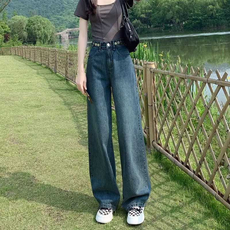High Waist Wide-leg Jeans for Women in 2025 Straight Loose New Summer Thin Style to Make Them Look SlimT251208