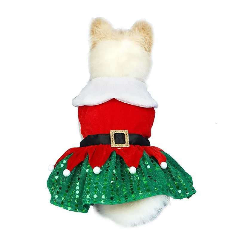 Cats Christmas Dress Fashion Santa Claus Dog Skirt Soft Warm Pet Christmas Costume Dog Holiday Party Dress Up Clothes Red M251208