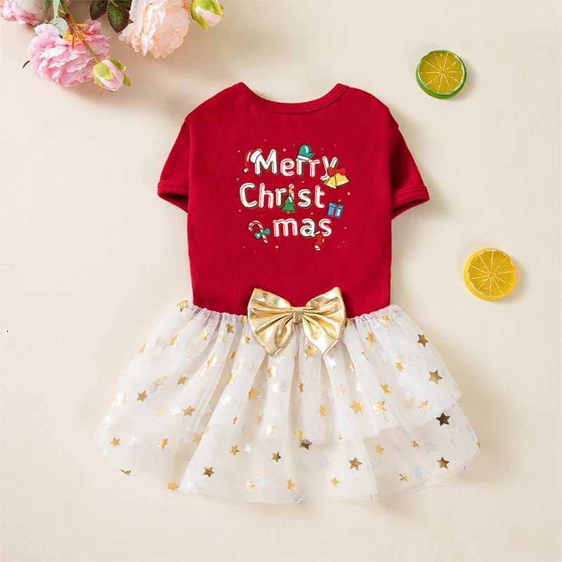 Glittery Red Dog Christmas Dress Poodle Style Ruffled Skirt Outfit for Pomeranian Chihuahua Shih Tzu Holiday Photo Costume M251208