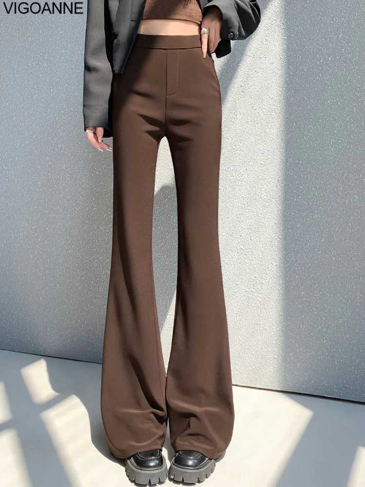 VigoAnne 2025 Autumn Women Gray Bell-bottom Pants Casual High Waist Y2K Long Sport Pants Ladies Gym Running Long Baggy TrousersT251208