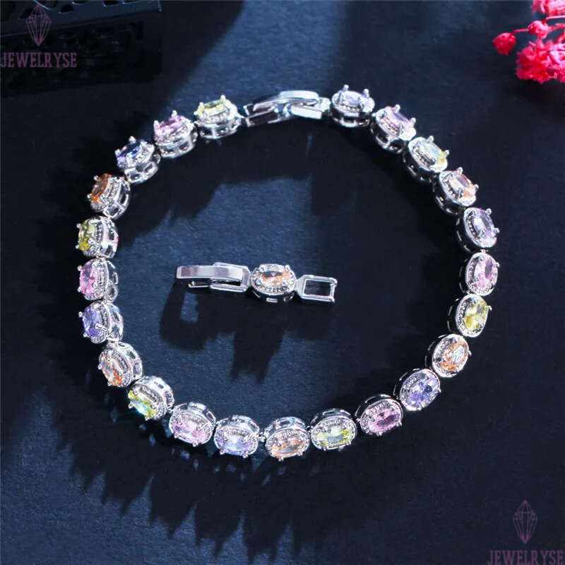 fashion womens diamons bracelet desinger for woman jewelry colorful AAA cubic zirconia charm 18k gold purple crystal copper bracelets bangles party gi