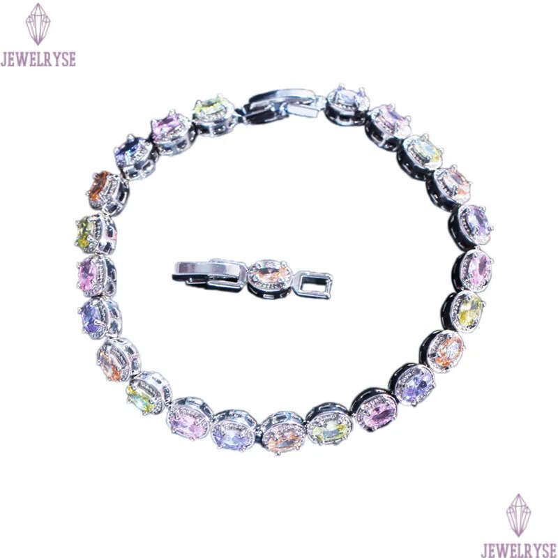 fashion womens diamons bracelet desinger for woman jewelry colorful AAA cubic zirconia charm 18k gold purple crystal copper bracelets bangles party gi