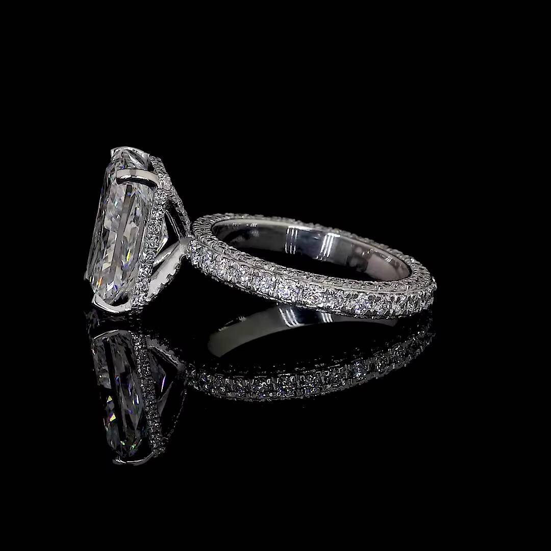 Grande Aura Lab Diamond Ring Emerald Radiance with Pave Band in 14K/18K Gold