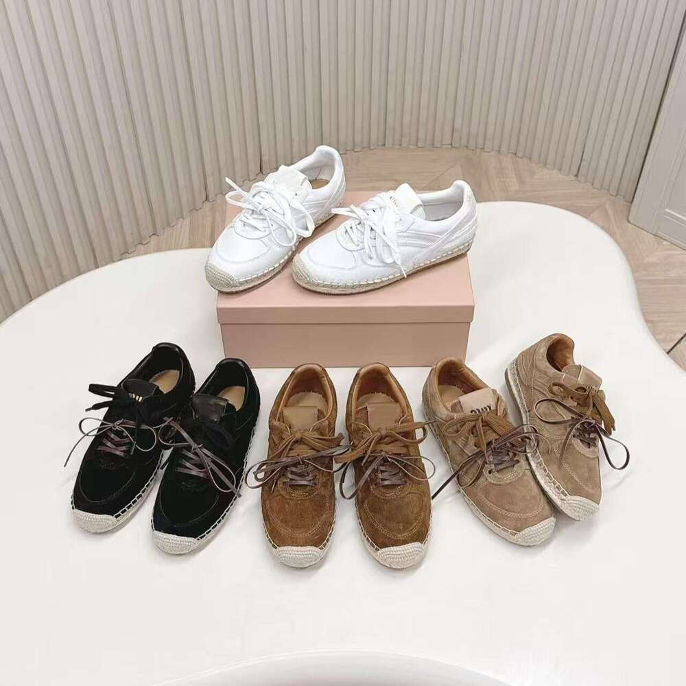 Women Casual Sneakers Designer woman shoe luxury fisherman Platforms Espadrilles dress Suede Lace-up Ladies classic flat loafers office Vacation Training Shoes