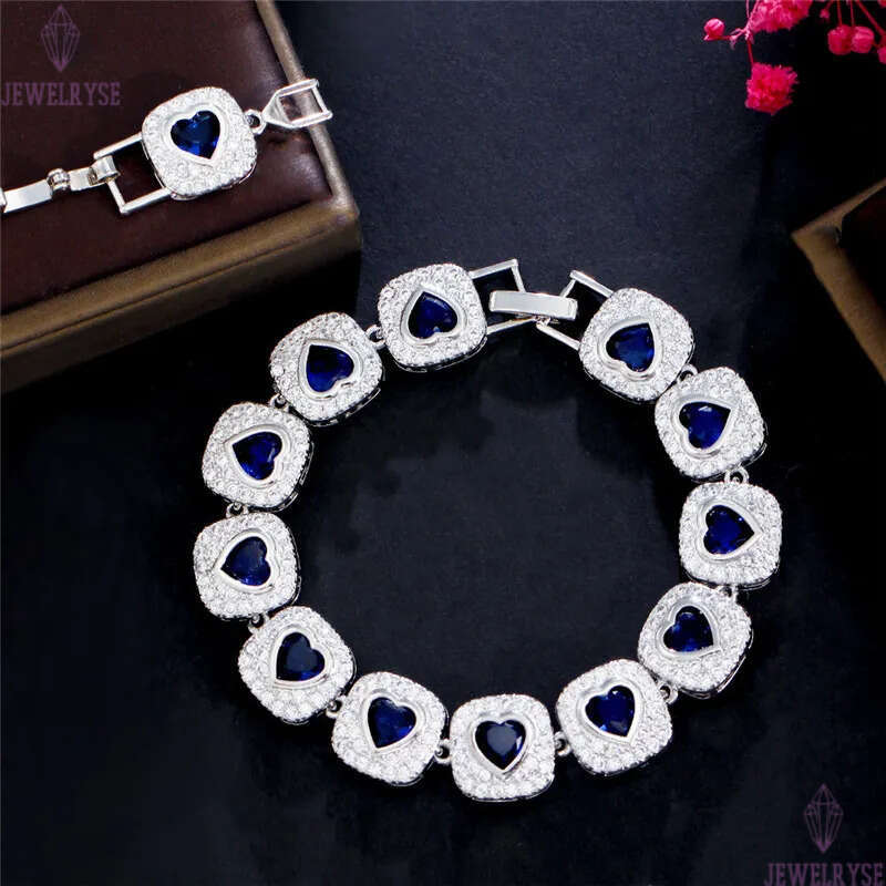 top luxury heart diamond tennis bracelet designer for woman love 18k gold couple bracelets chain pink blue AAA CZ bangles womens hip hop jewelry valen