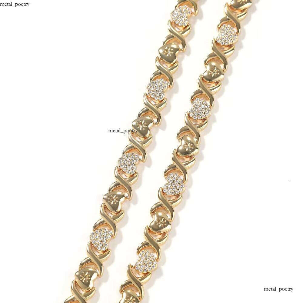 VVS Moissanite Premium Jewelry Gold-Plated X Flower XO Pearl Necklace Luxury Fashion Unisex Iced Heart Chain Hip-Hop Accessories