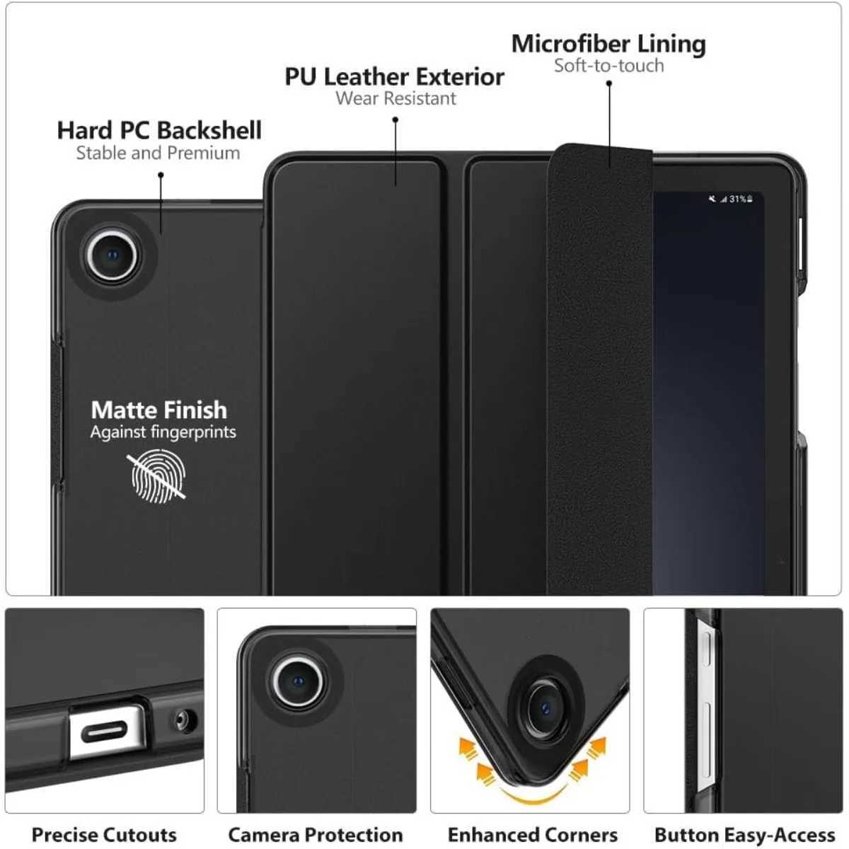 Case for Galaxy Tab A9/A9 Plus 11 inch 2023 Slim Stand Protective Smart Cover with Hard PC Translucent Shell for Tab A9 Plus C251208