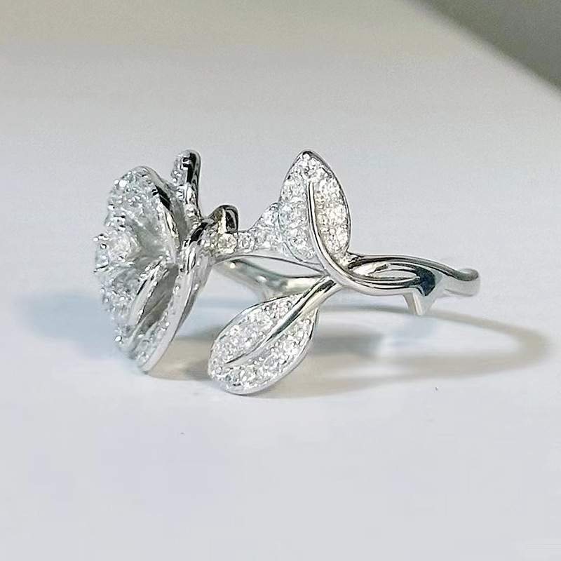 Choucong Soild 100% 925 Sterling Silver Wedding Rings Luxury Jewelry Round Cut White 7A Zircon CZ Diamond Gemstones Party Elegant Women Flower Bride R