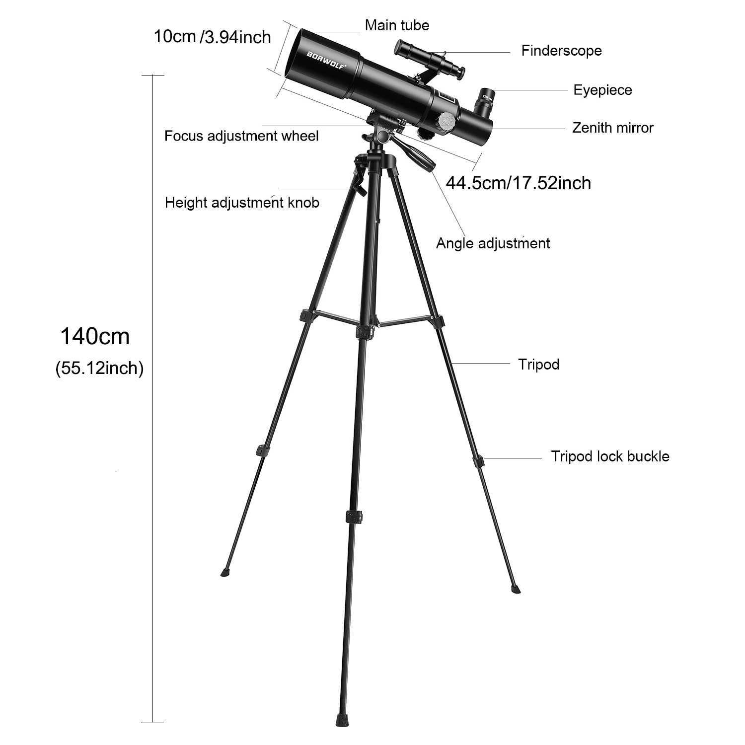 BORWOLF AZ80400 Astrony Telescopes for Adts 80mm Aperture 400mm AZ Mount 200X HD for Moon Stargazing and Bird Watching C251208