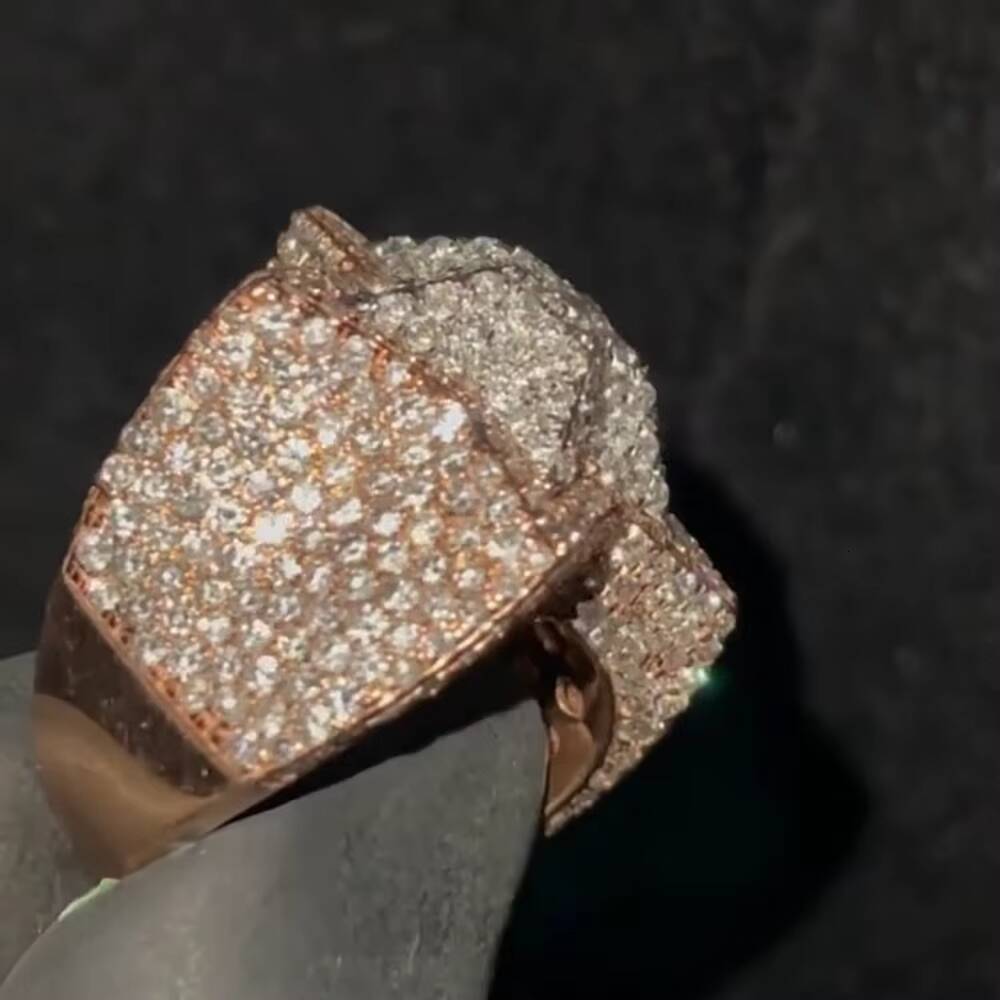 Star Shaped Iced Out Ring 925 Sterling Silver VVS Moissanite Hip Hop Statement Jewelry