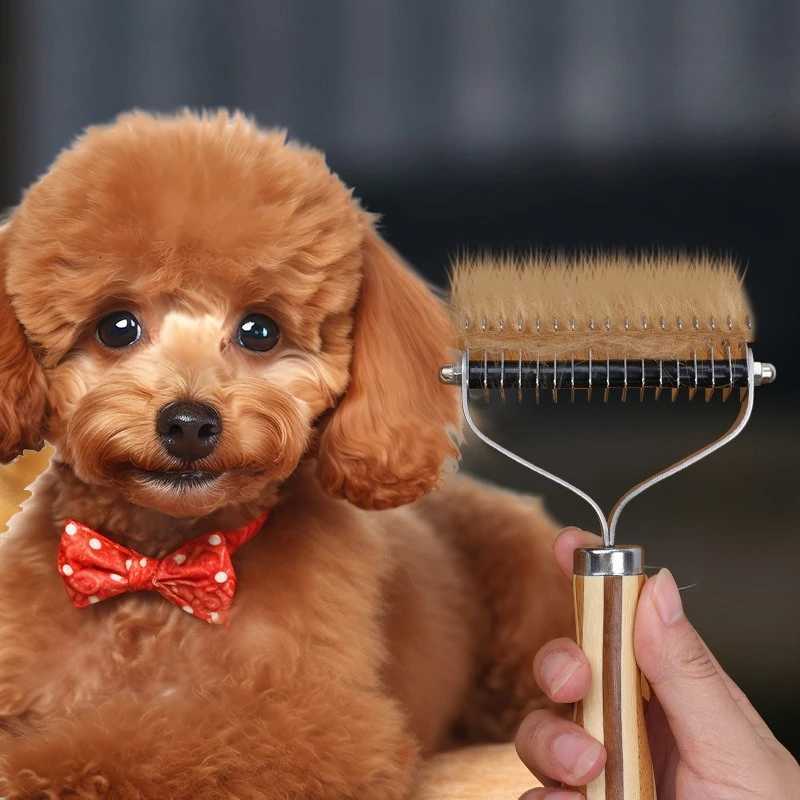 Dog Comb Knife Dog Brush Bamboo Double-sided Cat Comb Stainless Steel Solid Wood Hair Knot Cleaning Dogs Brush M251208 - view 3