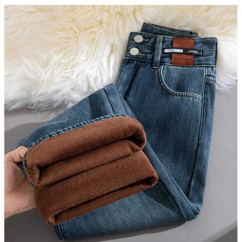 Jeans for Woman Y2k Pants 2025 Winter Wide Leg Trousers High Waist Loose Fit Stretch Comfort Retro Fashion Fleece Lined WarmT251208