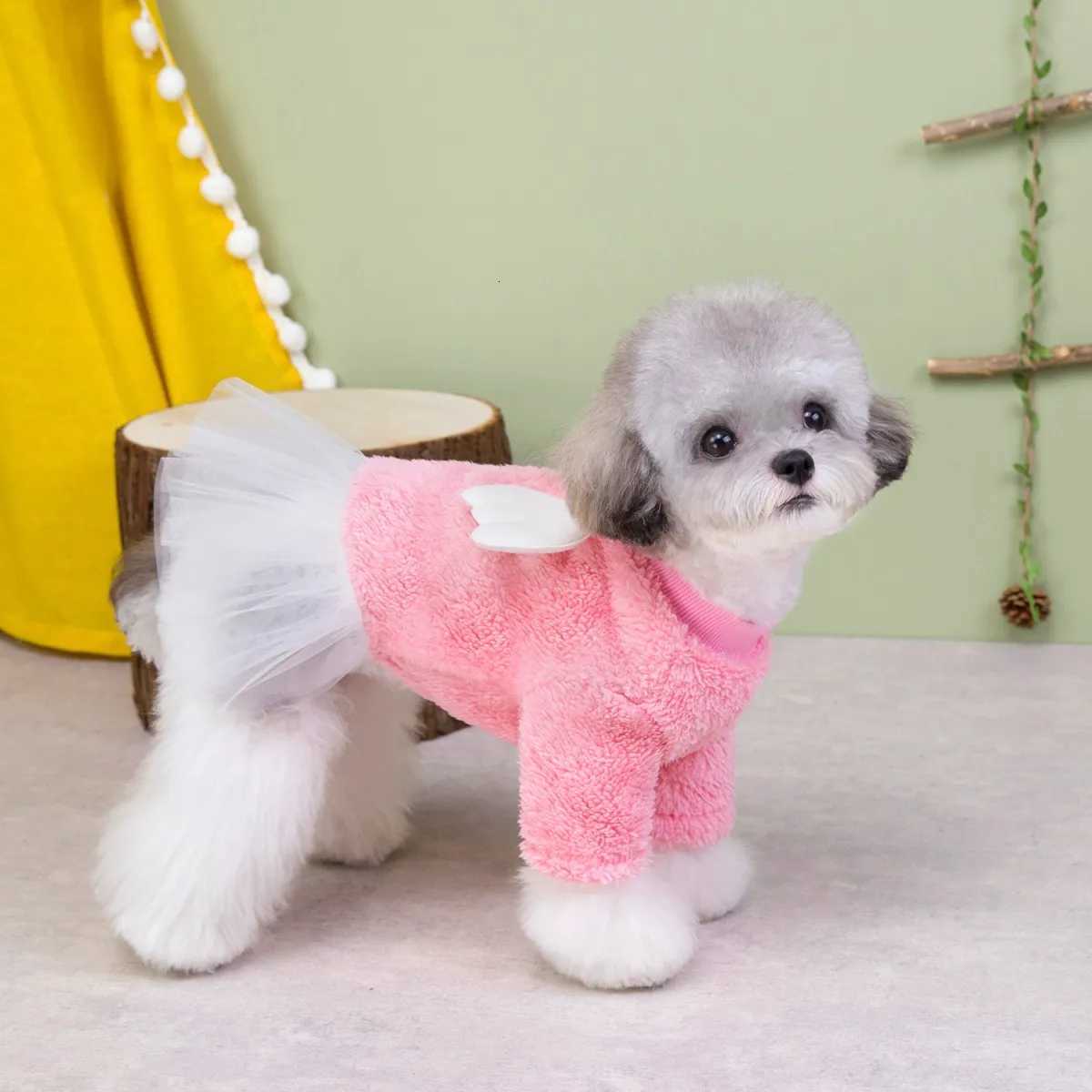 Angel Pet Dog Cats Dress Winter Dog Cat Yorkshire Chihuahua Warm Skirt Pet Costume for Small Medium Dogs M251208