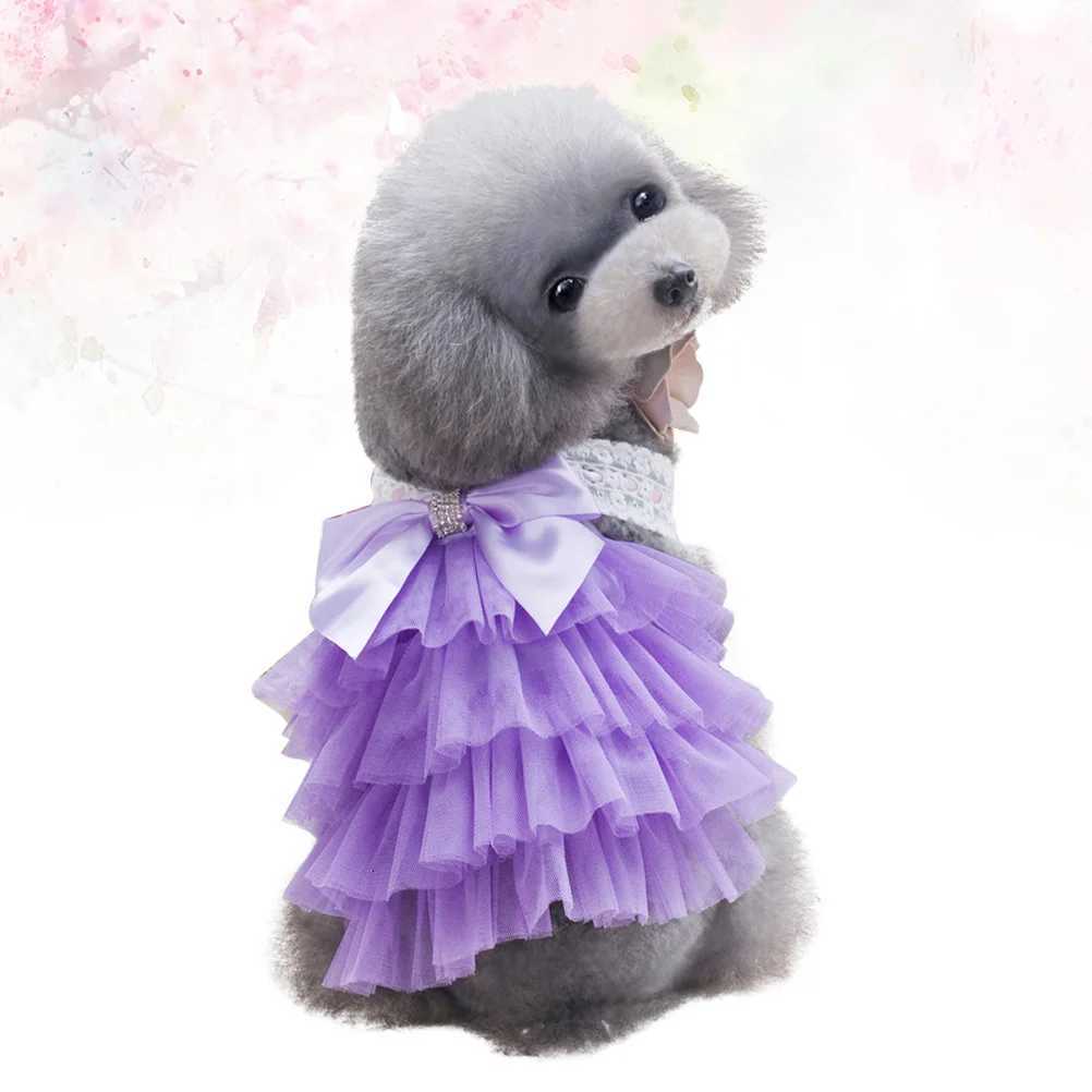 Pet Dog Bowknot Tutu Lace Dress Purple Xs Cute Comfortable Skirt for Walking Jogging Special Occasions Pet Dog Tutu Dress M251208