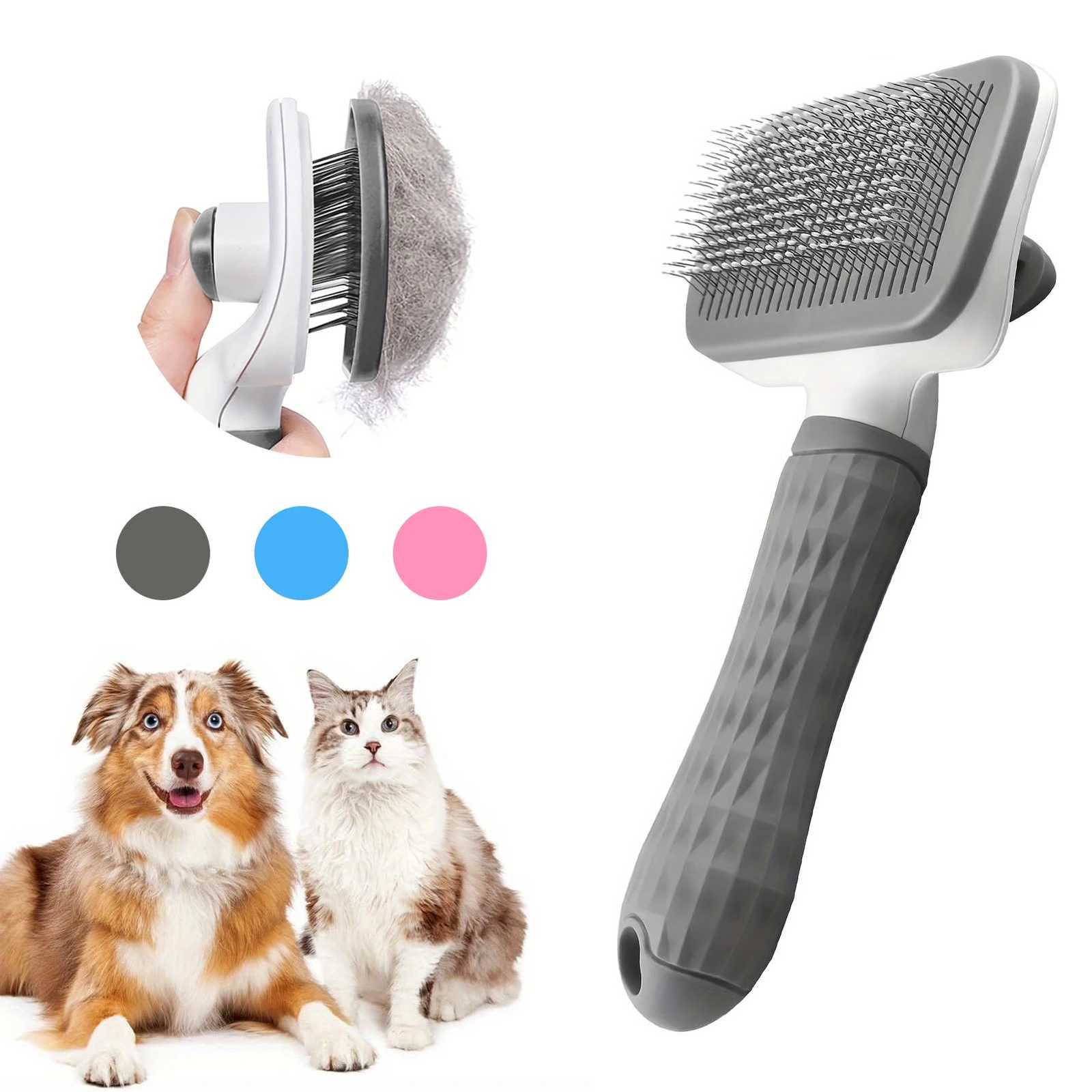 Self-cleaning Pet Hair Remove Comb Cat Slicker Brush Pet Hair Removal Comb For Dogs Cats Grooming Tools Combs Dogs Accessories M251208