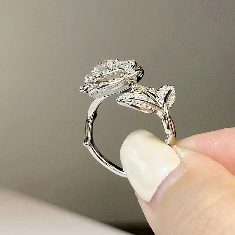 Choucong Soild 100% 925 Sterling Silver Wedding Rings Luxury Jewelry Round Cut White 7A Zircon CZ Diamond Gemstones Party Elegant Women Flower Bride R