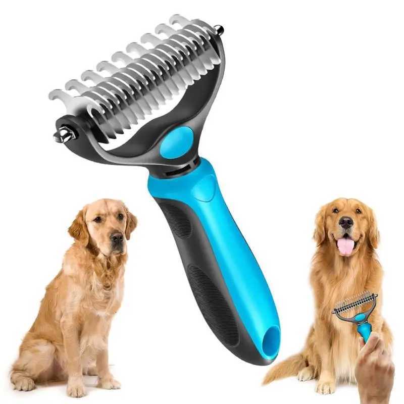 2in1 Stainless Pet Deshedding Brush Dog Hair Remover Pet Fur Knot Cutter Puppy Cat Comb Brushes Dogs Grooming Shedding Supplies M251208
