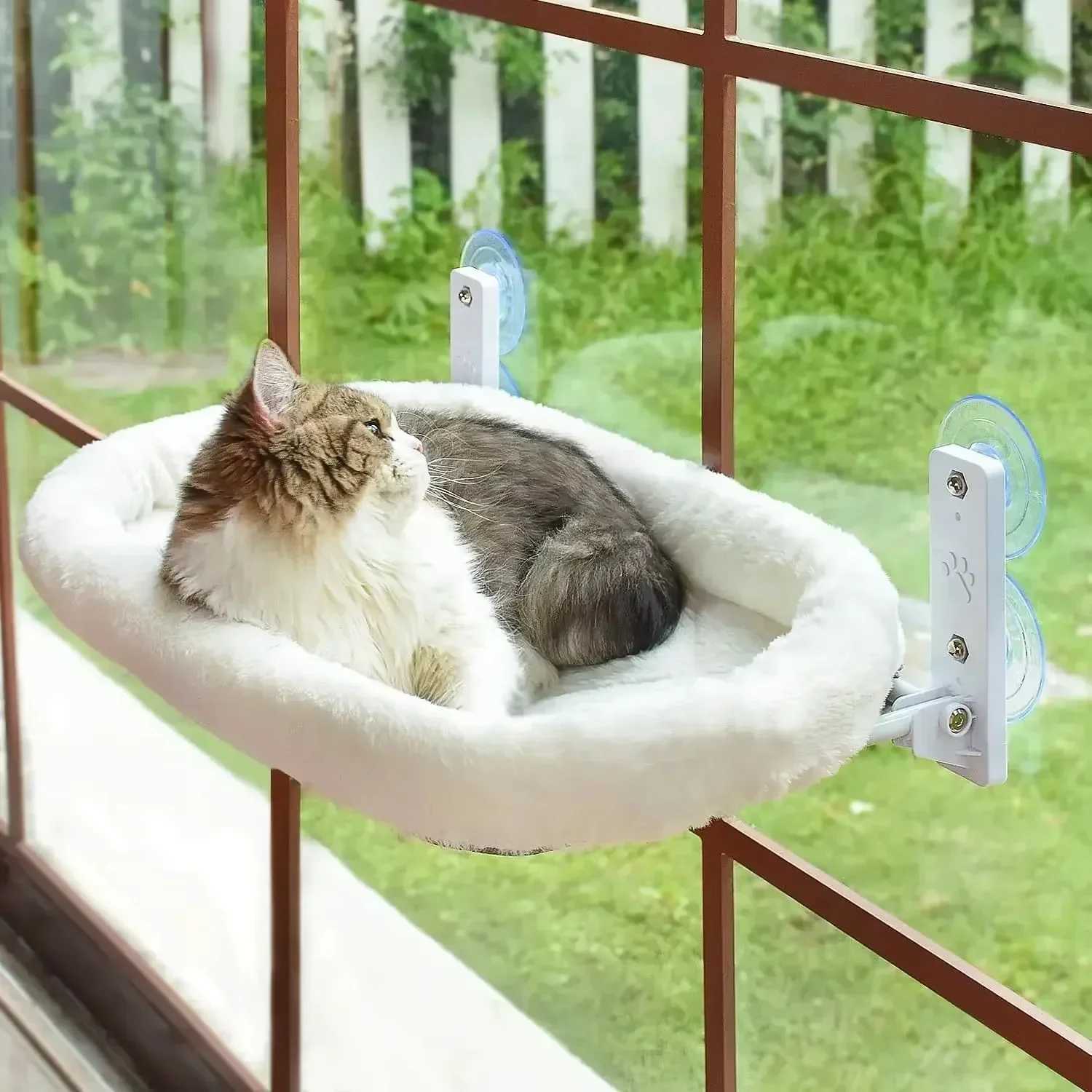 Winter Cat Hammock Window Habitat Cat Sunbathing Glass Hanging Suction Cup Balcony Pet Nest Foldable Pet Bed Cat Supplies Y251206