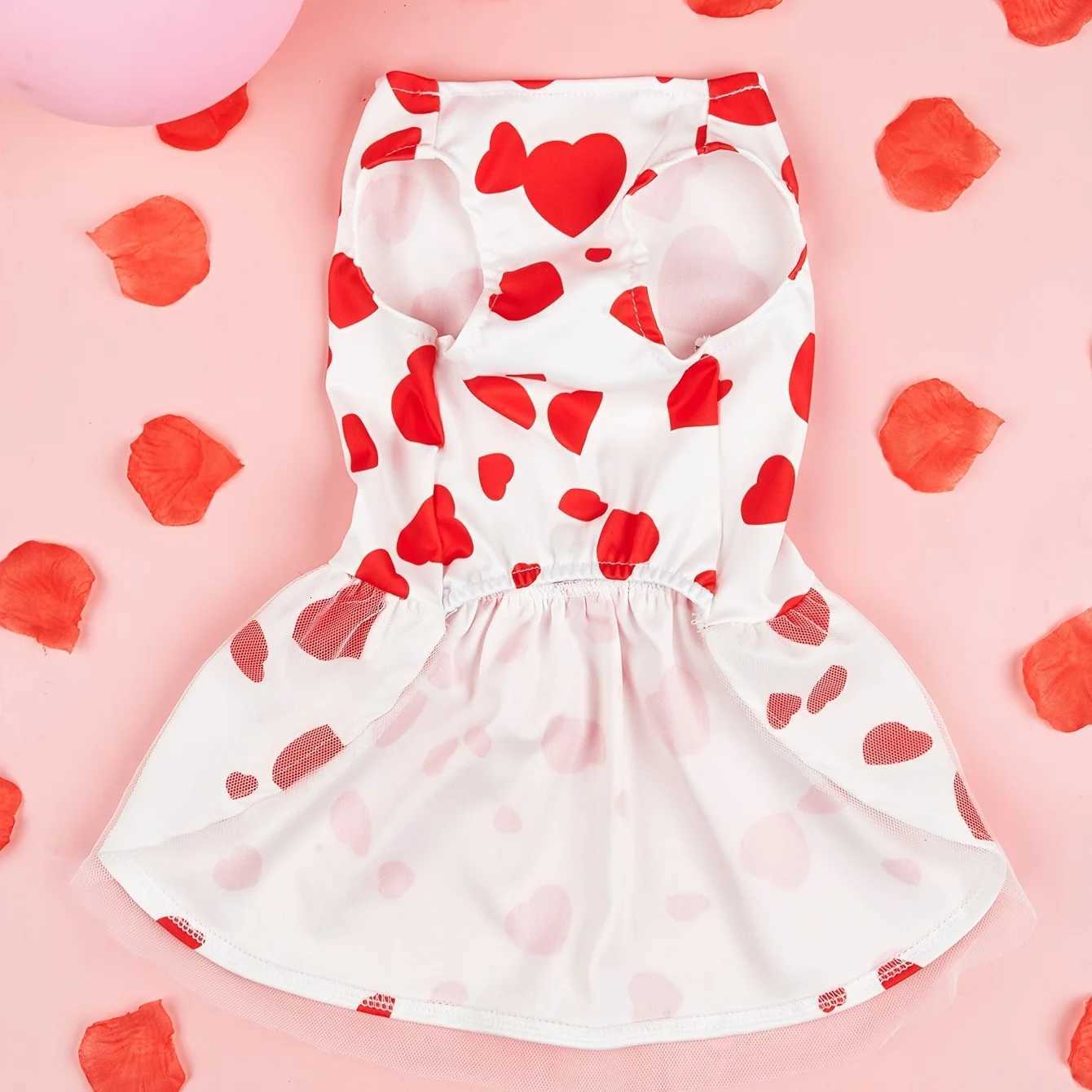 Dog Dress Girl Dog Sleeveless Clothes Heart Printed Pet Apparel Doggie Pink Bowknot Tulle Cat Clothing Puppy Dresses Doggy M251208