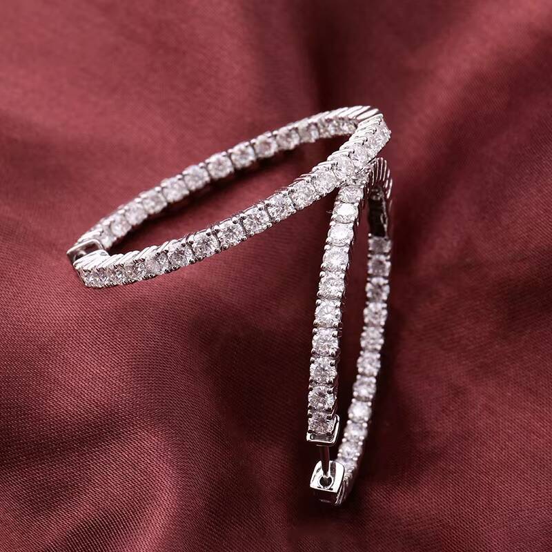 Provence Jewelry Bridal Design Women Moissanite Earrings 18k Gold Full Moissanite Diamond Hoop Earrings