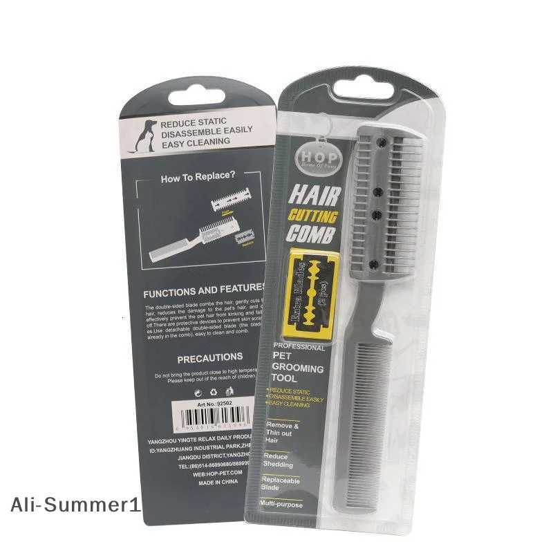 Pet Dog Hair Trimmer Comb Cutting Cut With 2 Blades Grooming Razor Thinning Dog Cat Combs Dog Cat Hair Remover Hair Brush Comb M251208 - view 5