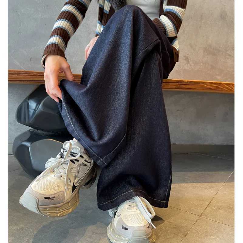Warm Fleece Lined Jeans For Woman Y2k Pants Loose Wide Leg Trousers Winter 2025 Trendy Design Comfort Stretch Blue DenimT251208