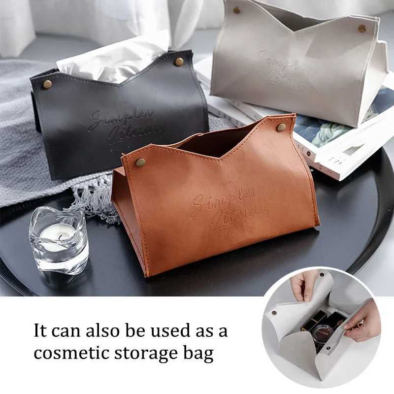 Waterproof Luxury Pu Leather Tissue Case Cover Paper Bag Storage Box Napkin Holder for Car Living Room Bathroom Office Toilet H251208