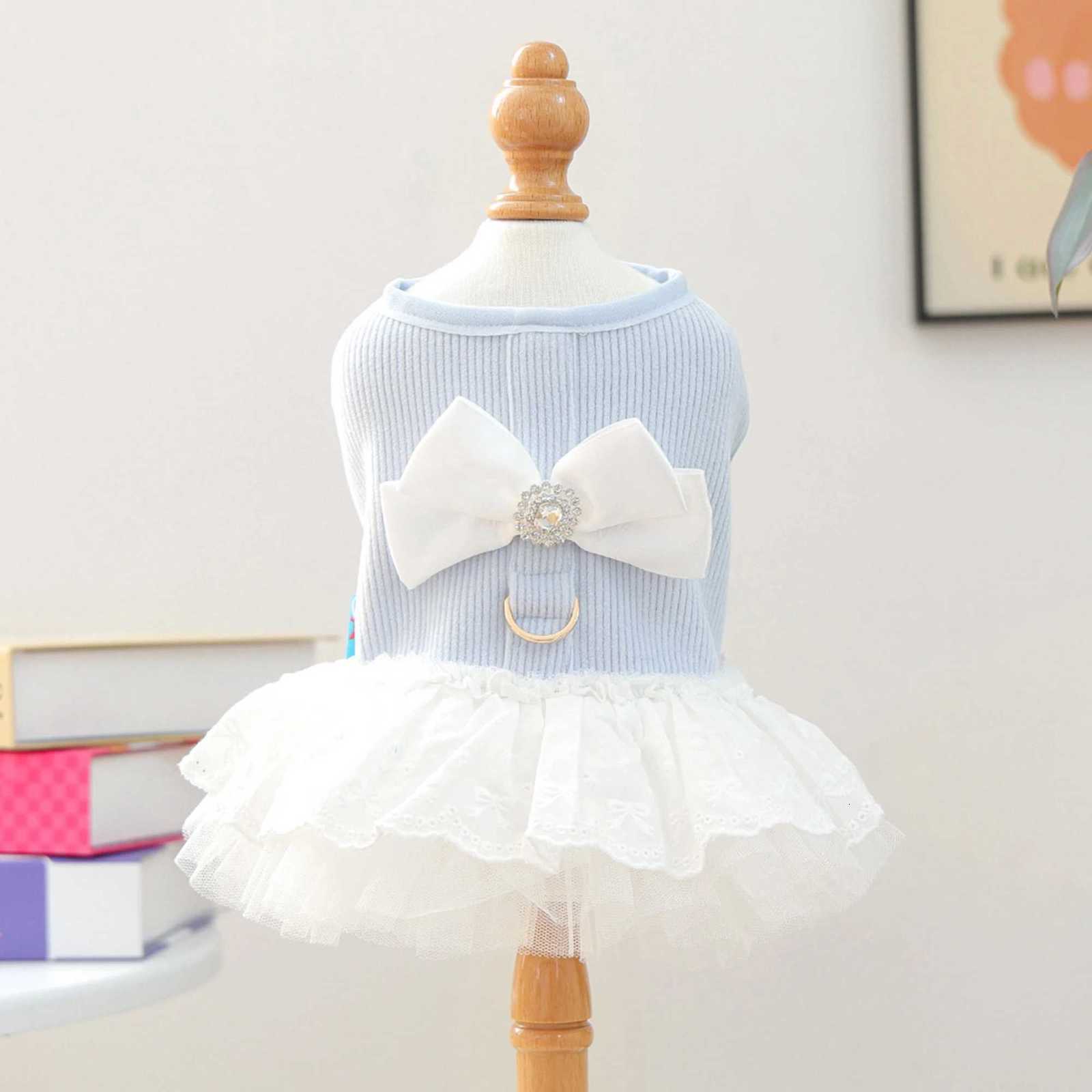 Dog Princess Dress with Bow Puppy Girl Tulle Dress Pet Clothes for Small Dogs Cats M251208