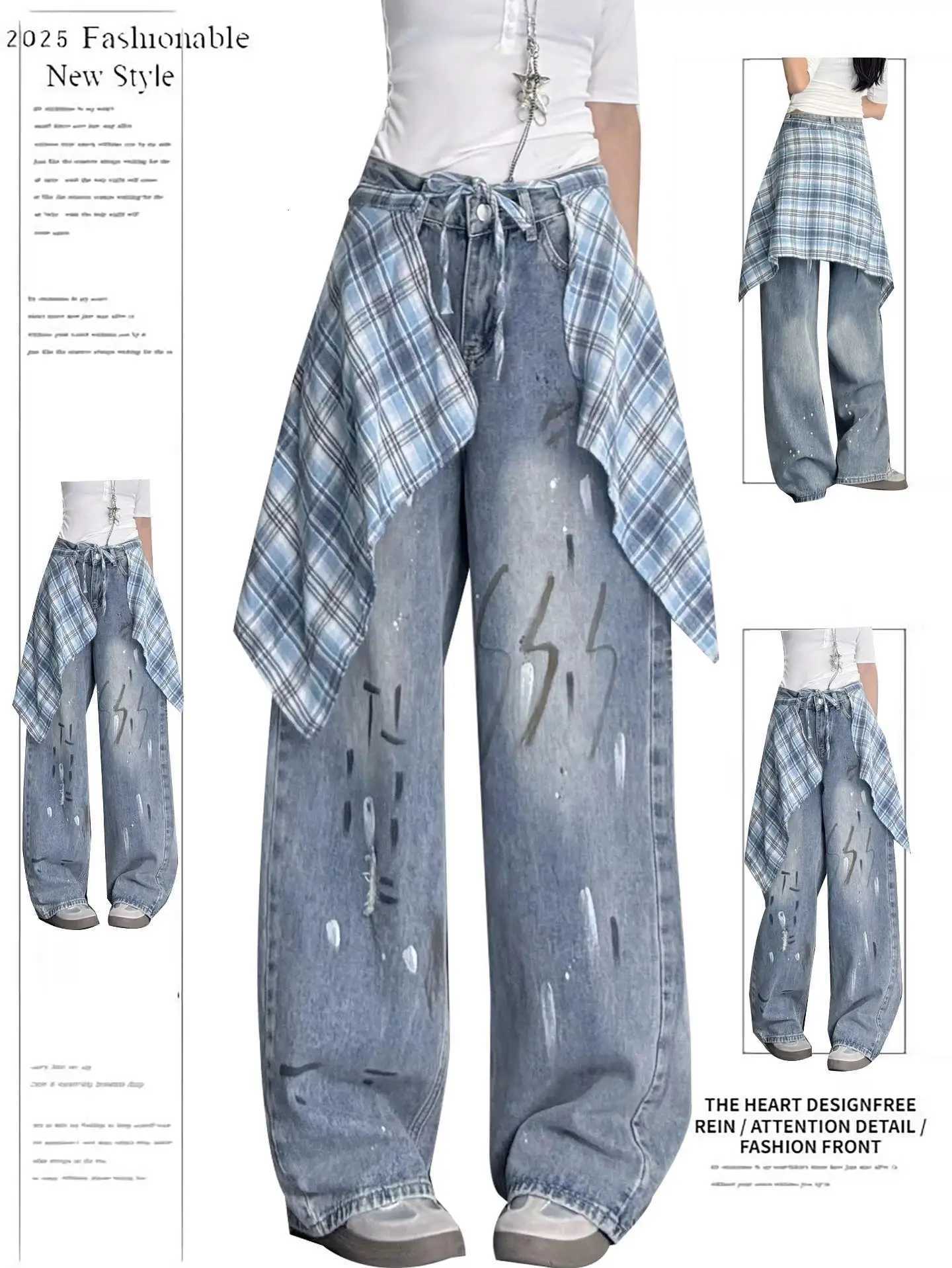 2025 Fashion Y2K Baggy Pants Womens Cartoon Embroidery Loose Wide Leg Jeans Streetwear Aesthetic Casual TrousersT251208