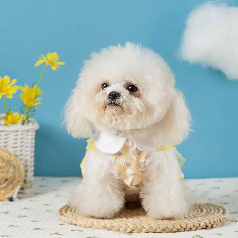 Puppy Traction Skirt Floral Lace Dog Dress with Collar Pet Dress Small Medium Dogs Cats Breathable Puppy Skirt Teddy Pet Clothes M251208