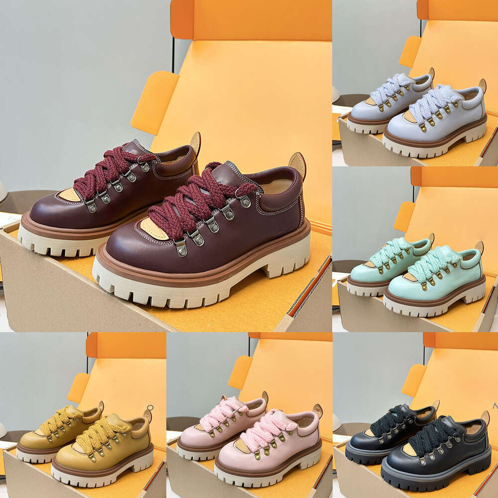 luxury Remix Derby designer Mens Womens shoe Classic Hiking boots Plain Calf Couple Lace up platform ride knight Martin Boots Vacation outdoor shoe new ankle boots