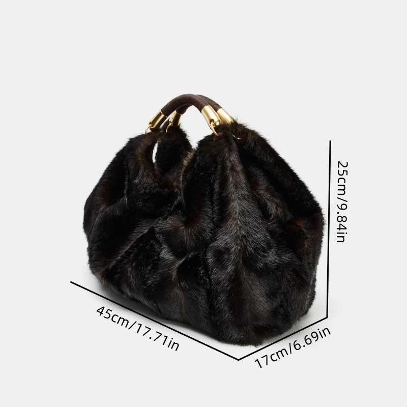 MAXI FAUX FUR BAG Fuzzy Fur Fluffy Large Handbag Womens Fashionable Tote Bag Elegant Ladies Luxury Designer Shoulder Bags C251208