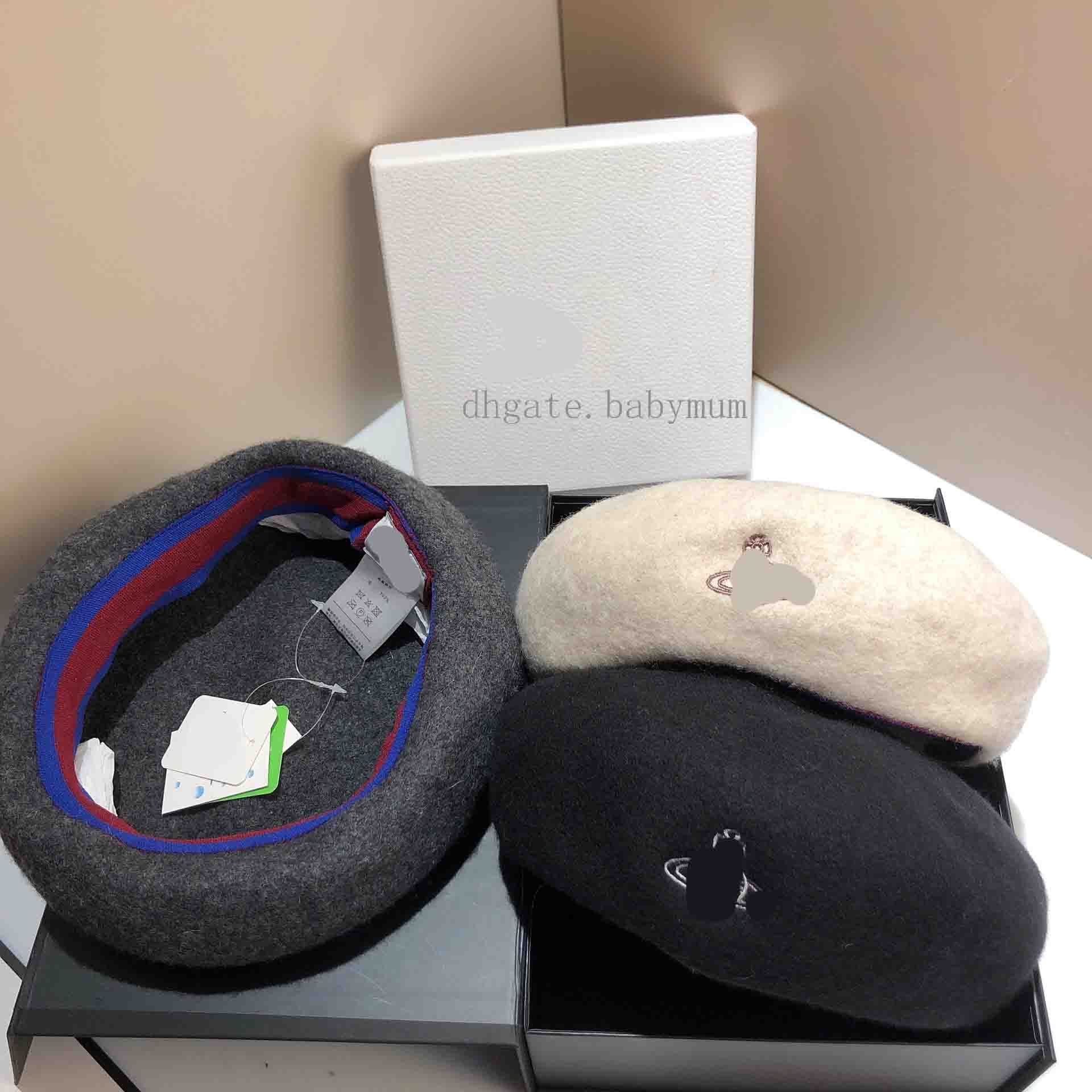 saturn beret hats Winter New Sweet Cool Light Luxury Woolen Hats Retro Versatile Berets Cap
