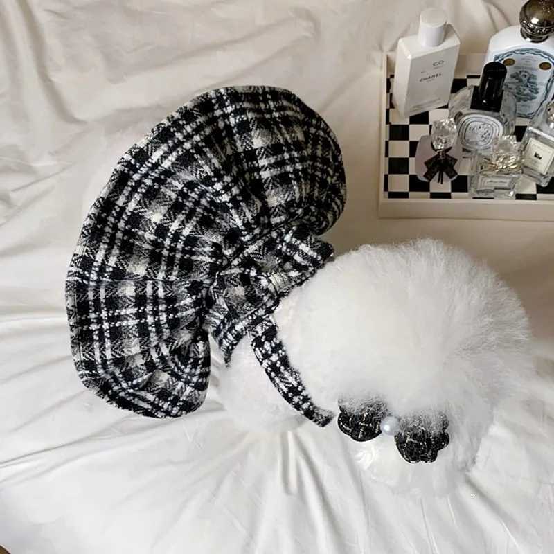 Winter Dog Dress Striped Plaid Pet Dog Warm Clothes Black White Dog Shirt Puppy Skirt Thickened Cotton Dog Coat Bichon Cat Vest M251208