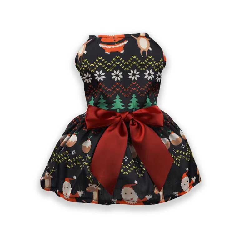 Christmas Dog Clothes Dog Dress Xmas Clothes Winter Cosplay Cat Pet Cute Printed Skirt Fancy Princess Puppy Dress Pet Clothing M251208