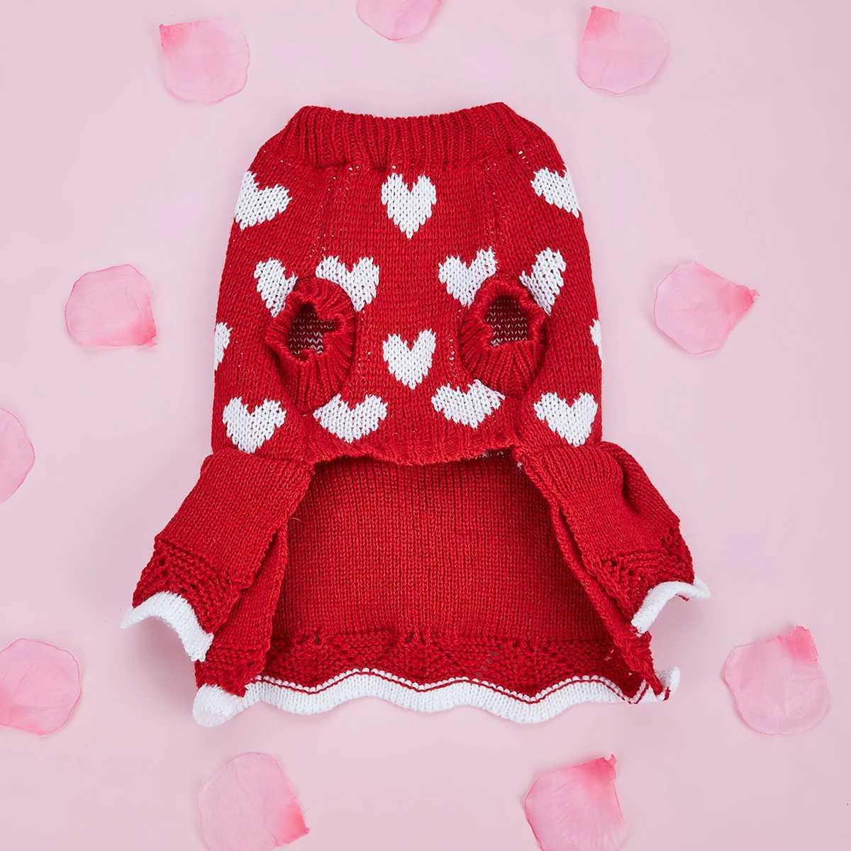 Dog Sweater Dog Heart Sweater Dress Warm Dog Sweaters Knitwear Vest Turtleneck Pullover Dog Coat for Small Medium Dogs Puppies M251208