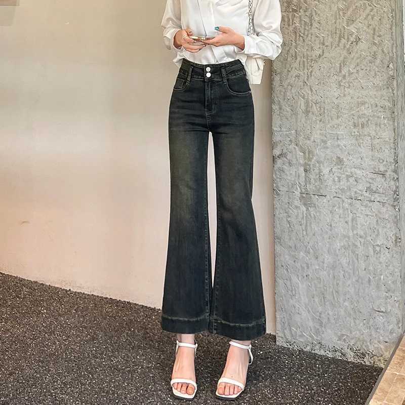 Petite Flare Jeans Winter 2025 Fleece Lined High Waist Ankle Length Pants for Women Tummy Control RetroT251208