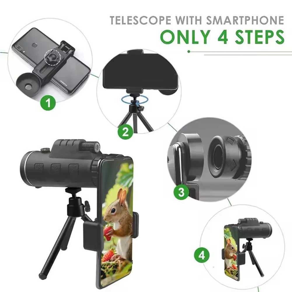 40x60 Monocar Telescopes for Adts High Power Night-Vision Telescopes Waterproof with Smartphone Adapter/Tripod C251208
