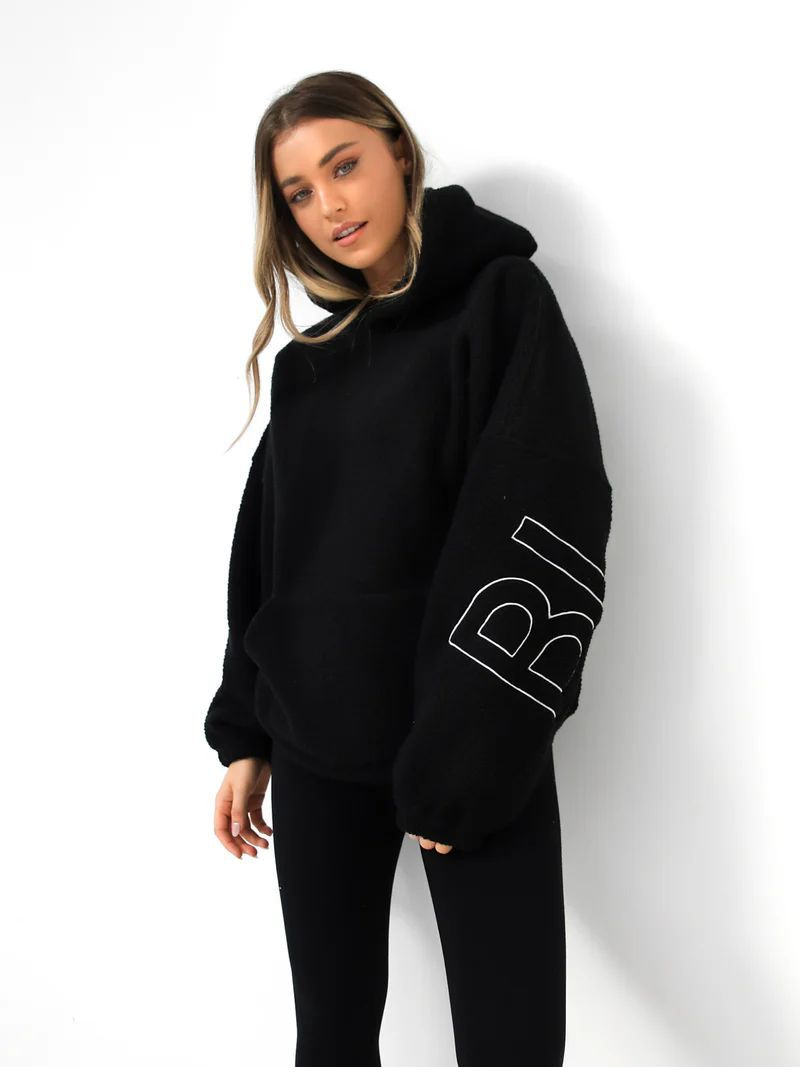 Designer Women's Fleece Hoodie Embroidery Letter Pullover Loose Fit Lamb Velvet Coat Elegant Fashionable Casual Trendy Streetwear Long Sleeve Swe