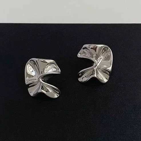 Real 925 Sterling Silver Wrinkled Flower Stud Earring for Women Minimalist Trendy Fine Jewelry Personality Plant Accessories J251208