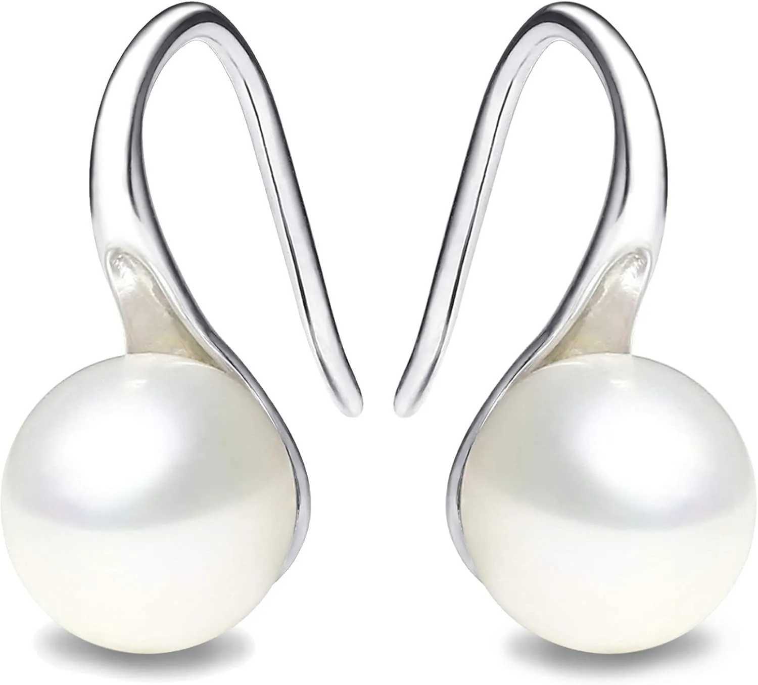 Silver Plated Gold Plated Hoop Handpicked AAA Quality White Freshwater Cultured Pearl Dangle Drop Earrings Jewelry for Women J251208